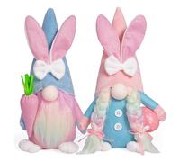 Fictory 2-Piece Easter Bunny No Face Doll with Carrot and Egg Figurines, Cute Party Decorations for Table Centerpiece and Home Display