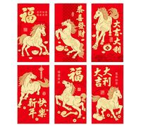 Fictory 2026 Year of the Horse Red Envelopes, Creative Cartoon Horse Design Lai See Packets, Mixed Assortment Hongbao for Chinese New Year Gifts