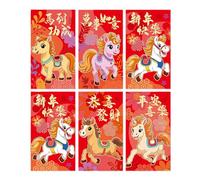 Fictory 2026 Year of the Horse Red Envelopes, Creative Gold Foil Stamped Lai See Packets, 9x17cm Chinese Zodiac Money Pockets for Lunar New Year Gifts and Celebrations