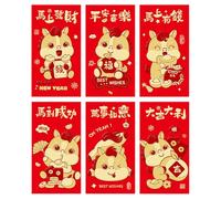 Fictory 2026 Year of the Horse Red Envelopes, Large Size 9x17cm Cartoon Design Lai See Packets for Lunar New Year Gifts and Blessings