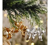Fictory 24-Pack Gold and Silver Angel Ornaments, Plastic Christmas Tree Decorations with Hanging Ropes, 7x5cm Clear Hanging Angels for Holiday Home Decor