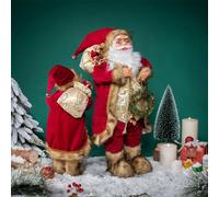 Fictory 30cm Santa Claus Figurine, Handmade Christmas Decoration with Plush Beard, Traditional Red Suit & Gift Bag, Festive Tabletop Decor for Home