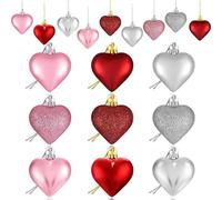 Fictory 36pcs Heart Ornaments, 5.5cm Metallic Chrome Plated Heart Shaped Ball Decorations for Valentine's Day, Mother's Day, Christmas Party Decor