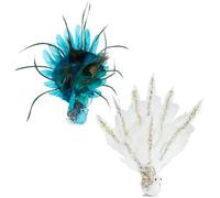 Fictory 3D Feather Peacock Christmas Ornaments, Set of 2 Realistic Blue and White Peacock Tree Decorations for Holiday DIY and Festive Gift Giving