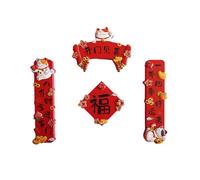 Fictory 3D Resin Lucky Cat Fridge Magnets Set, Maneki Neko with Auspicious Couplets, Chinese New Year Decorations, Cute Cartoon Magnetic Stickers for Refrigerator Home Office