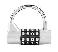 Fictory 4 Dial Combination Padlock for Travel Suitcase, Gym Locker, Anti-Theft, Durable Security Lock, Silver