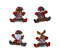 Fictory 4-Piece Christmas Hanging Ornaments Set, Santa and Reindeer Plush Doll Decorations for Tree, Window, Door, and Home Holiday Decor