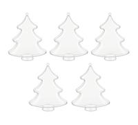 Fictory 5-Pack Transparent Star Ornaments, 10cm Clear Plastic Christmas Tree Decorations, PS Injection Molded Holiday Baubles with Candy Holder, European Style Hanging Decor