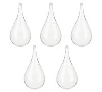 Fictory 5-Pack Transparent Teardrop Christmas Ornaments, Clear Plastic PS Injection Molded Holiday Decor with Candy Holder, European Style Hanging Baubles for Tree