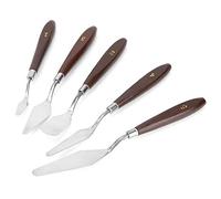 Fictory 5-Piece Stainless Steel Palette Knife Set for Oil Painting - Wooden Handle Spatulas, Assorted Sizes, Non-Toxic Artist Tool