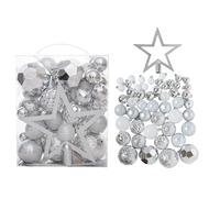 Fictory 50-Piece Christmas Ornament Set, Plastic Electroplated Red White Green Polka Dot Baubles, Christmas Tree Decorations Hanging Ornaments