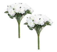 Fictory 50pcs Artificial Roses Realistic Long Stem Fake Flowers for DIY Wedding Bouquets Centerpieces Home Decor Arrangements White