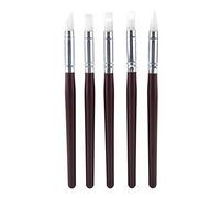 Fictory 5Pcs Silicone Carving Pen Set Wood Handle Clay Shaping Tools for Pottery Sculpture Modelling Polymer Clay Cake Decoration Sugar Art Non-Toxic Professional Grade