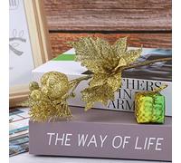 Fictory 6-Pack Silver Glitter Berry Sprigs, 23cm Christmas Tree Picks with Hollow Ornaments for Holiday Decorations