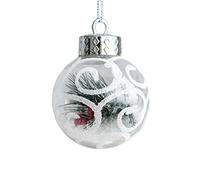 Fictory 6cm Transparent Acrylic Christmas Ball Ornament with Red Berries Pine Needles and Snowflake Scene, Hollow Holiday Decoration for Tree Wreath Garland Home Hotel Commercial Decor