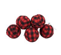 Fictory 6Pcs 70mm Christmas Ornaments Balls, Red and Black Check Pattern Tree Decorations, Hanging Ornament Set for Holiday Party, Home, Wall and Gift Decor