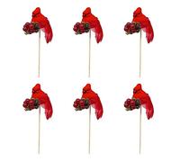 Fictory 6PCS Red Artificial Cardinal Birds with Wooden Stakes, Realistic Foam Feather Bird Ornaments for Christmas Tree Decor, Garden, Wreaths and DIY Crafts