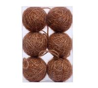 Fictory 6pcs Yarn Wrapped Foam Ball Ornaments, Beige Christmas Tree Decor, Elegant European Style Holiday Decorations, Festive Gift Box Set