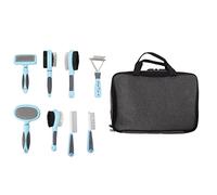 Fictory 8 in 1 Dog Grooming Kit Pet Brush Set, Professional Deshedding & Detangling Tools with Storage Bag, for Long Haired Dogs, Cats and Double Coated Breeds, Stainless Steel & Nylon