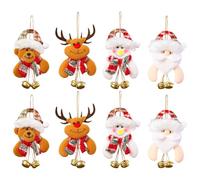 Fictory 8-Piece Christmas Ornament Set with Bells, Santa Snowman Deer Bear Figurines for Tree Decorations and Holiday Gifts