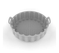 Fictory Air Fryer Silicone Pot 8.5 Inch Grey, Reusable Non-Stick Liner, Easy Clean Cooking Mat, Heat Resistant Tray for Frying, Baking, Roasting, Dishwasher Safe