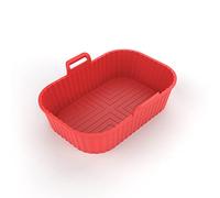 Fictory Air Fryer Silicone Pot, Red Square 19.5x14.3x6.2cm, Non-Stick Reusable Liner, Easy Clean for Grease-Free Cooking, Dishwasher Safe, Versatile Kitchen Accessory