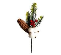 Fictory Artificial Christmas Pick with Foam Berries, Plastic Leaves, Natural Pine Cones and Cotton, 23cm Holiday Floral Stems for Tree Wreath Decor, DIY Crafts, Wedding and Cake Topper