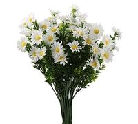 Fictory Artificial Daisy Spray, 36cm White Faux Chrysanthemum Flower, Real Touch Silk Plastic Stems for Home Wedding Wall Decoration, Photography Props and Floral Arrangements