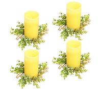 Fictory Artificial Eucalyptus Candle Ring with Red Berries, 18cm Christmas Table Centerpiece Wreath for Holiday Home Decor, Wedding, and Festive Party Decoration