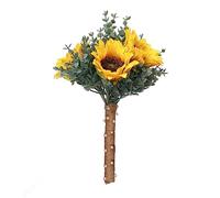 Fictory Artificial Eucalyptus Sunflower Bouquet, Rustic Wedding Bridal Bouquet, Silk Flower Arrangement for Bridesmaid, Vintage Wedding Decor, Small Size Floral Prop