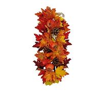 Fictory Artificial Fall Maple Leaf Wall Hanging with Pine Cones, 55cm Harvest Festival Decoration for Indoor Home, Thanksgiving and Autumn Party Decor