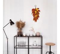 Fictory Artificial Fall Teardrop Wreath with Lights, Autumn Magnolia Leaves and Berries Door Hanging Decor for Home, Wall, Mantle, Harvest Festival