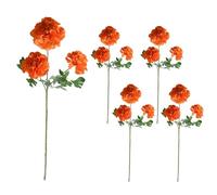 Fictory Artificial Geranium Flowers, 5-Pack Orange 3-Bloom Stems, Bendable Up to 40cm, Realistic Fake Plants for Home Office Table Decor