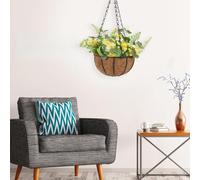 Fictory Artificial Lemon Eucalyptus Hanging Basket with Coconut Fiber Planter, Vintage Country Style Decor for Home Garden Balcony Wedding