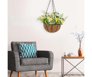 Fictory Artificial Lemon Eucalyptus Hanging Basket with Coconut Fiber Planter, Vintage Country Style Decor for Home Garden Balcony Wedding