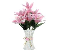 Fictory Artificial Lily Flowers, 10 Pink Silk Flower Heads Bouquet, Realistic Fake Lilies for Wedding Decor, Home Decoration, Office and Garden Arrangements