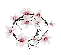 Fictory Artificial Magnolia Vine Garland, 180cm Long White Faux Magnolia Wreath, 3D Foam Rattan Flower Vine for Home Decor, Window Display, Wedding, and Indoor Outdoor Decoration