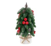 Fictory Artificial Mini Christmas Tree, Desktop Noble Fir Potted Plant, Festive Home and Party Decor, Red Holiday Centerpiece