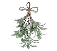 Fictory Artificial Mistletoe 23cm White Christmas Decoration with Berries, Durable Plastic and Iron Wire for Holiday Home Decor, Doorway and Party