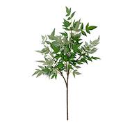 Fictory Artificial Nandina Bamboo Branch with 28 Forks, Light Green Silk Foliage with Bendable Iron Wire Stems for Home Office Wedding Decor