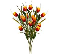 Fictory Artificial Tulip Flower, Single Stem Orange Silk Flower, 70cm Tall Bendable Stem for DIY Floral Arrangements, Home Decor, Wedding, and Office Decoration