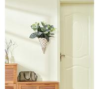 Fictory Artificial Wisteria Hanging Basket, Faux Violet Wall Mounted Planter for Home Wedding Decor, Rattan and Iron Flower Basket for Indoor Outdoor Garden Balcony Decoration