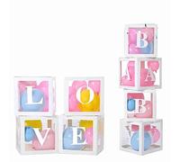 Fictory Balloon Boxes White Clear Plastic for Baby Shower Decorations, Birthday Party Proposal Confession Engagement Home Decor, Reusable Gift Box Set