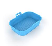 Fictory Blue Square Air Fryer Silicone Pot 19.5x14.3x6.2cm, Reusable Non-Stick Liner, Easy Clean Cooking Tray, Heat Resistant Kitchen Accessory
