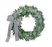 Fictory Bunny Ear Grass Wreath with Classic Striped Bow, Window Display Decoration for Shop and Home Decor