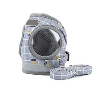 Fictory Cat Harness and Lead Set Escape Proof & Reflective for Cats and Dogs, XL, Grey Plaid Colour
