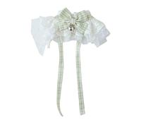 Fictory Cat Lace Bib Scarf Adjustable with Bow & Bell for Cats & Small Dogs, Green, S