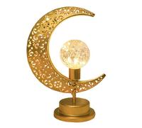 Fictory Celestial Table Lamp with Star and Moon Hollow-Out Design, Battery Operated LED Night Light for Bedroom Desk Decor, Cordless Iron Craft Ambient Lighting