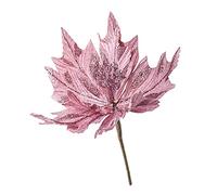 Fictory Christmas Artificial Flowers with Glitter, Pink Floral Stems with Lifelike Leaves, 20x27cm Festive Home Decor for Tree and Centerpiece Arrangements