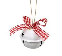 Fictory Christmas Bell Ornament with Red Plaid Bow, 4cm Iron Jingle Bells for Tree Decor, Holiday Craft Decoration with Berries and Leaves